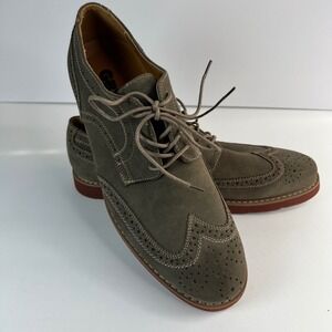GBX Tweed Brogue Wingtip Oxford Shoes Men 10.5M Gray Suede Lace Up Preppy Dress